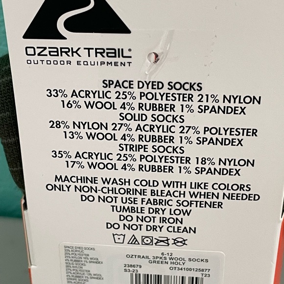 Ozark Trail Men's Merino Wool Blend Socks, 3-Pack - Picture 2 of 4